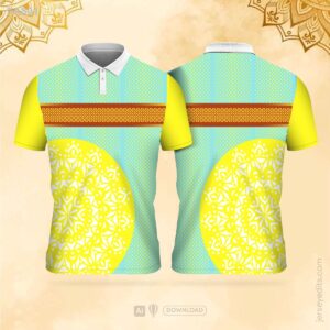 vibrant cyan, yellow, and white mandala festival design