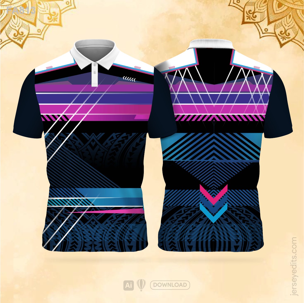 Purple and turquoise festival jersey design