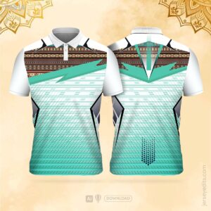 Turquoise and white festival jersey design