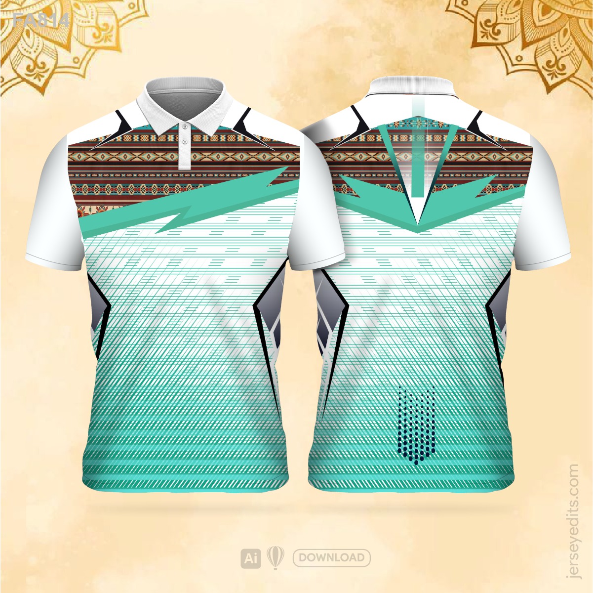 Turquoise and white festival jersey design