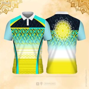 Teal and yellow festival jersey design
