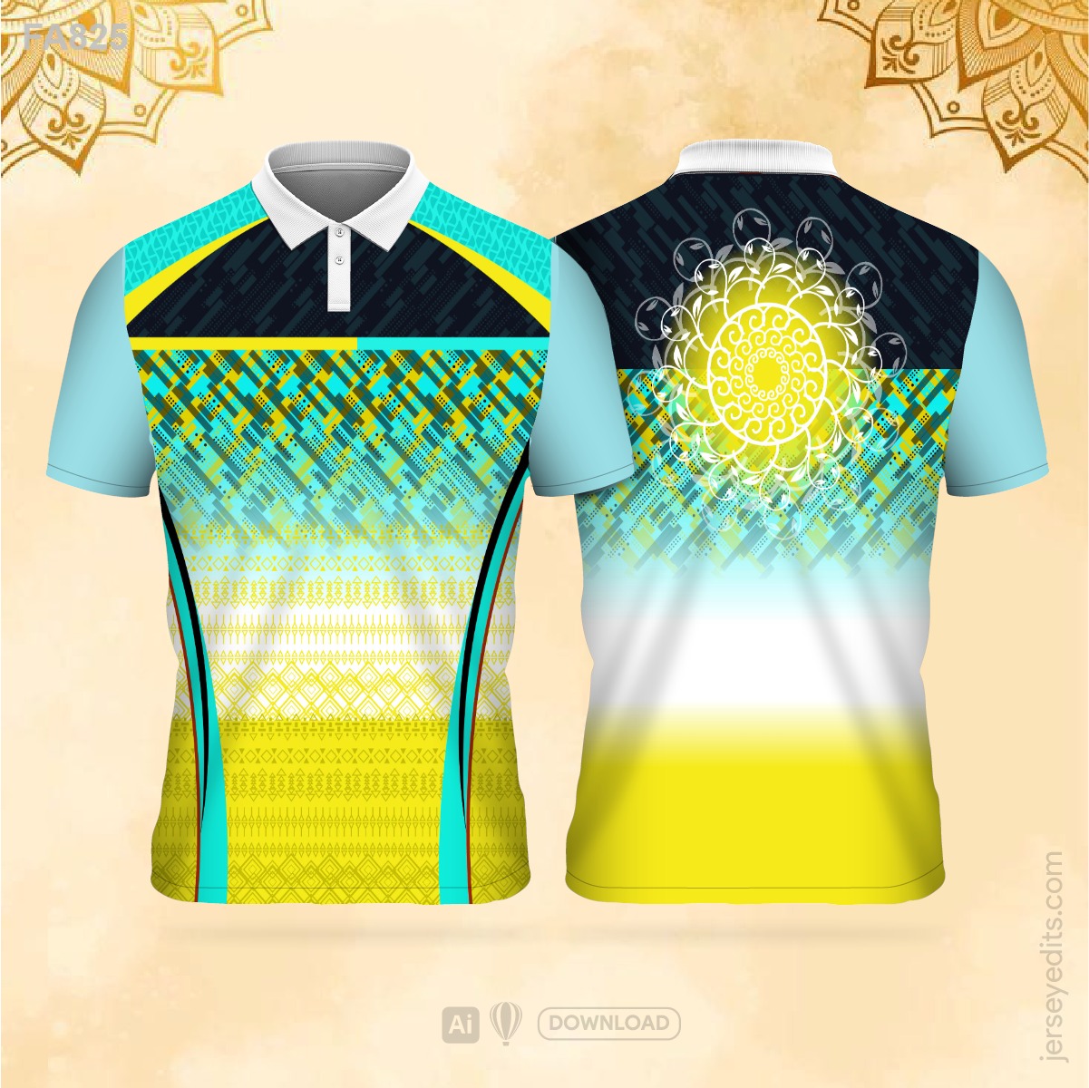 Teal and yellow festival jersey design