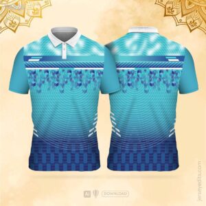 Turquoise and navy blue festival jersey design