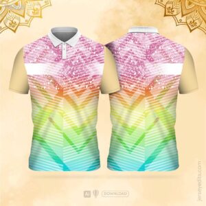 Pink-to-turquoise festival jersey design