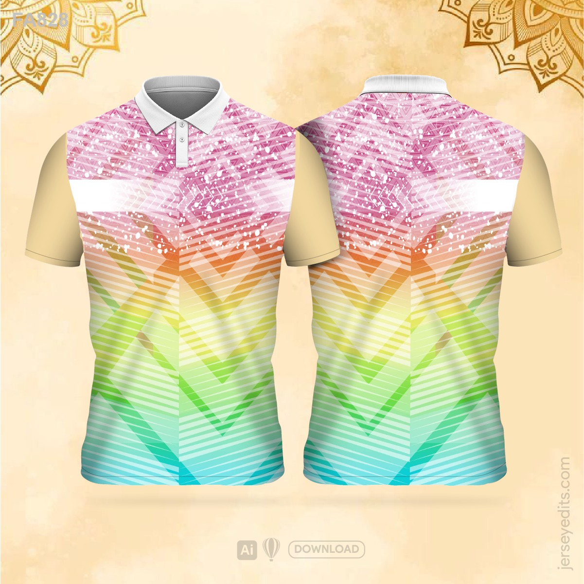 Pink-to-turquoise festival jersey design