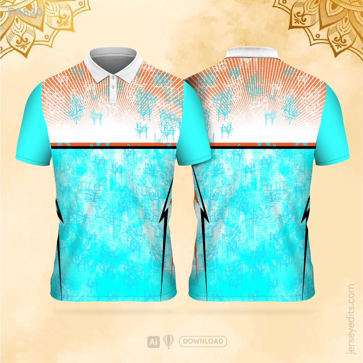 Turquoise and white festival jersey design
