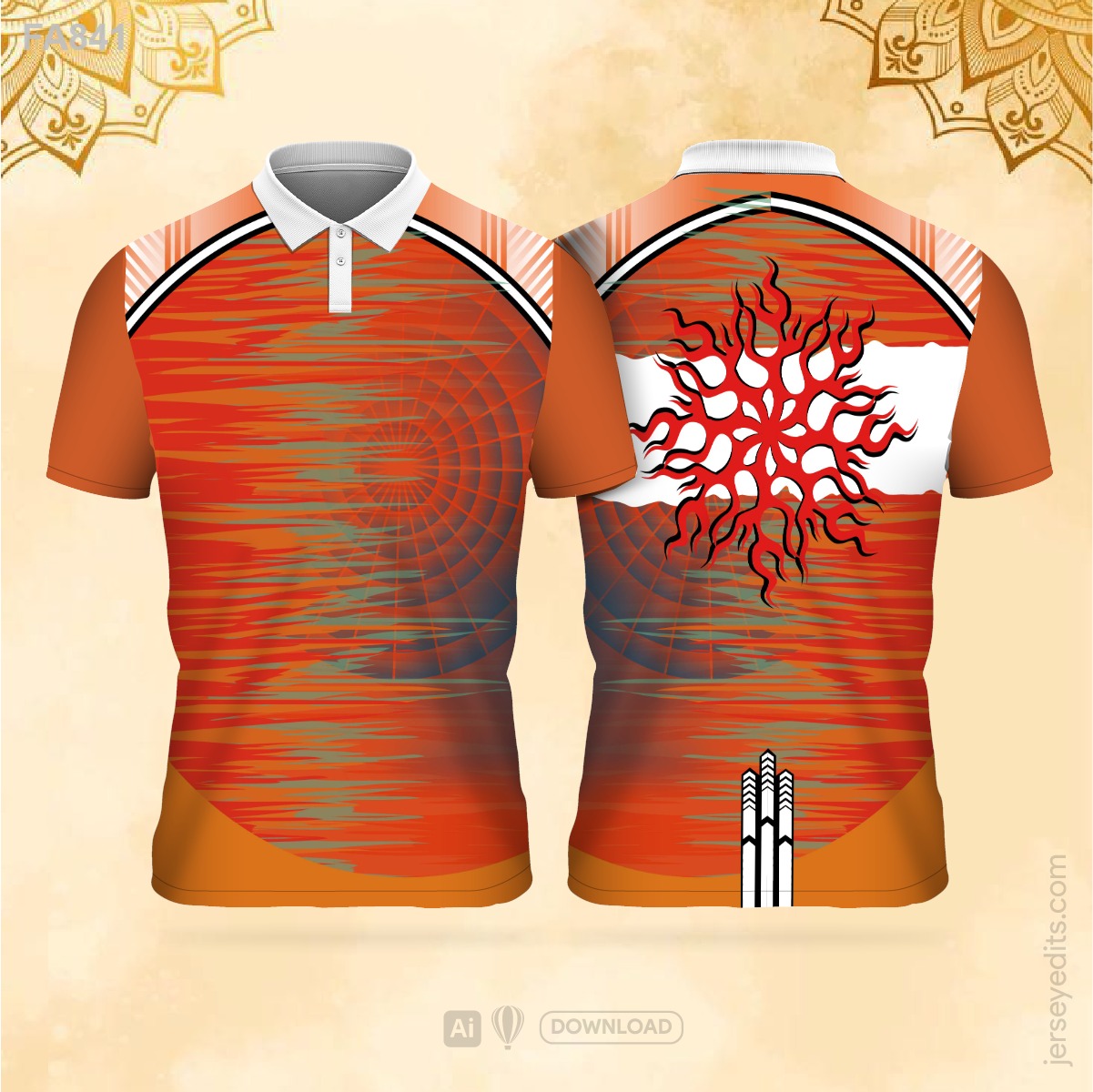 Orange cyber geometric festival jersey design
