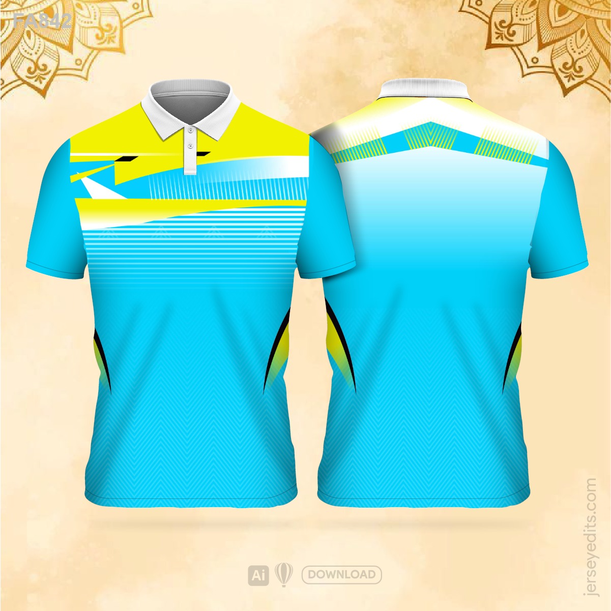 Neon blue and yellow festival jersey design
