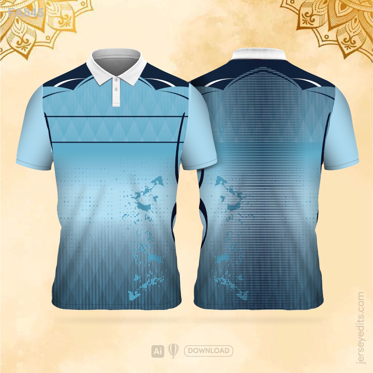 Sky-blue and navy festival jersey design