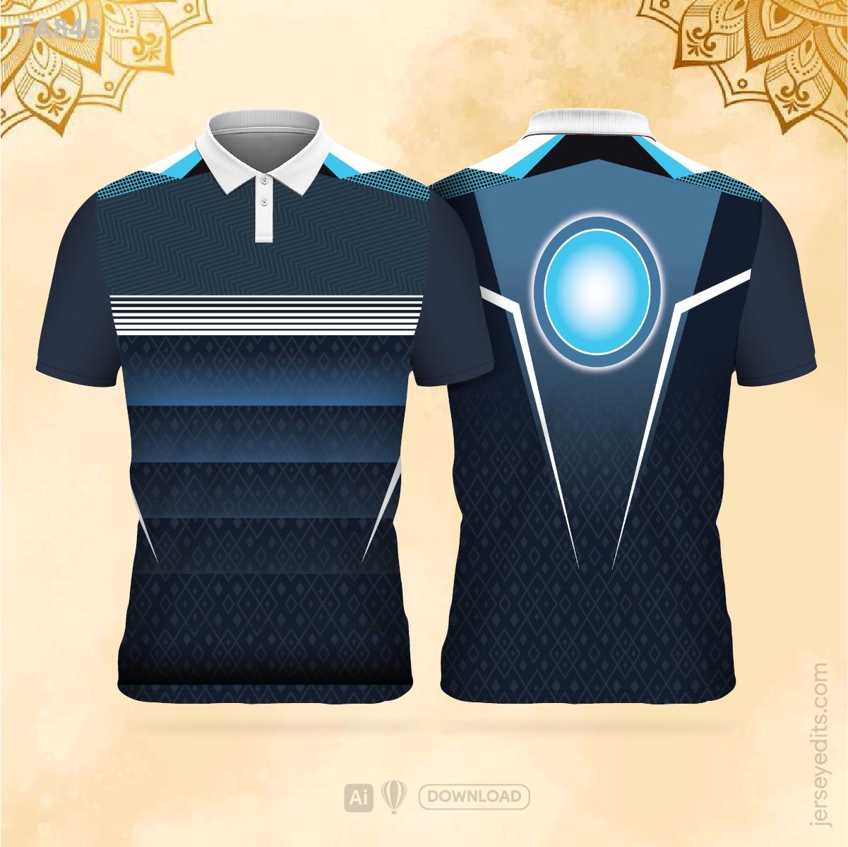 Dark blue and sky blue festival jersey design