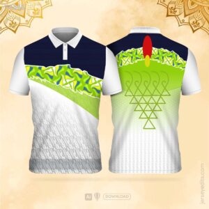 Navy blue and lime green festival jersey design