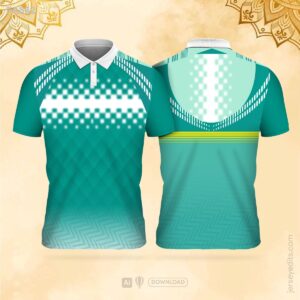 Teal and white geometric festival jersey design