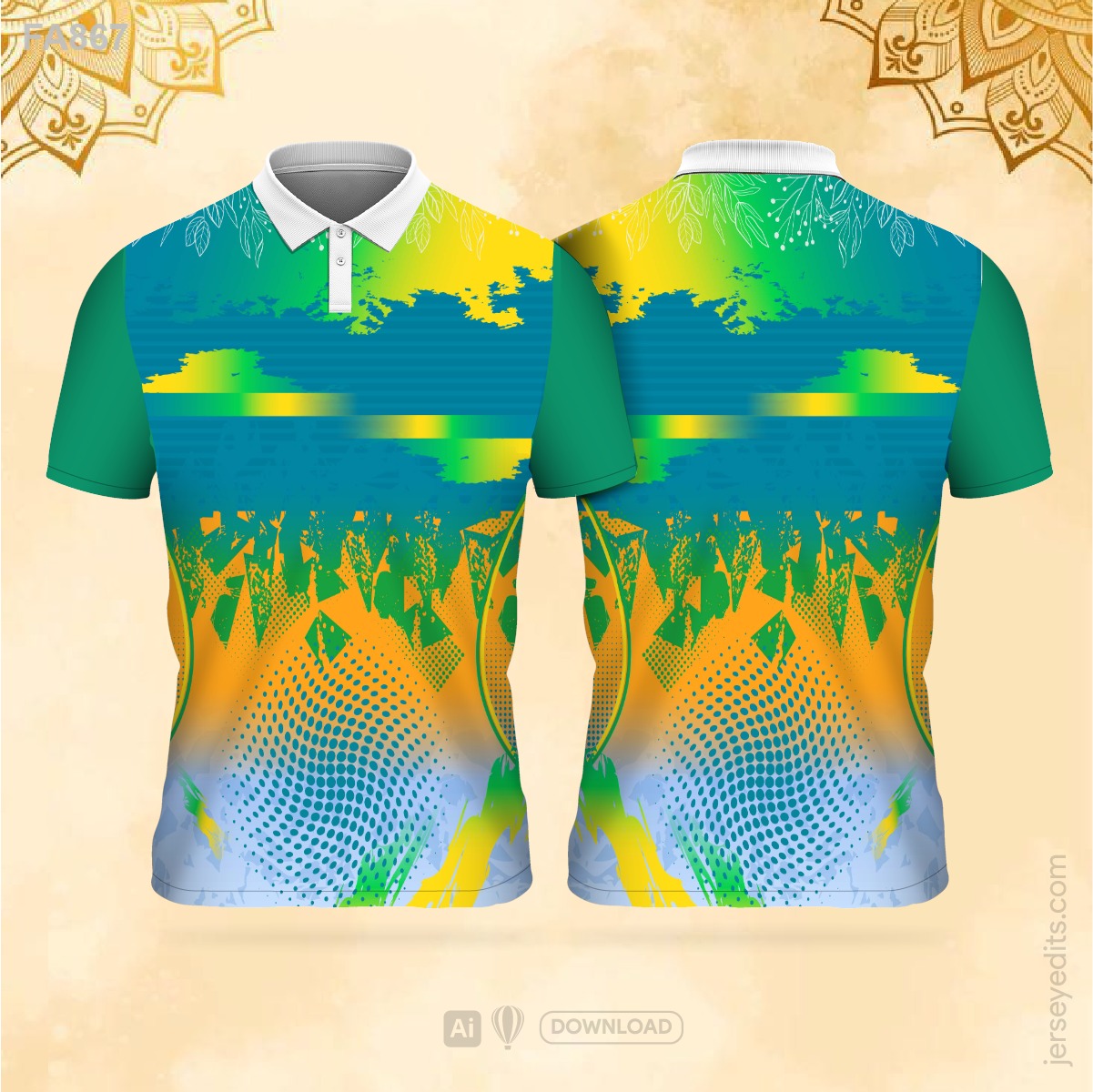 Green and yellow festival jersey design