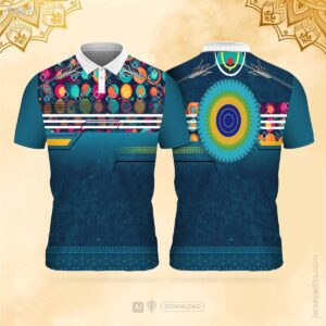 Teal and blue tribal festival jersey design