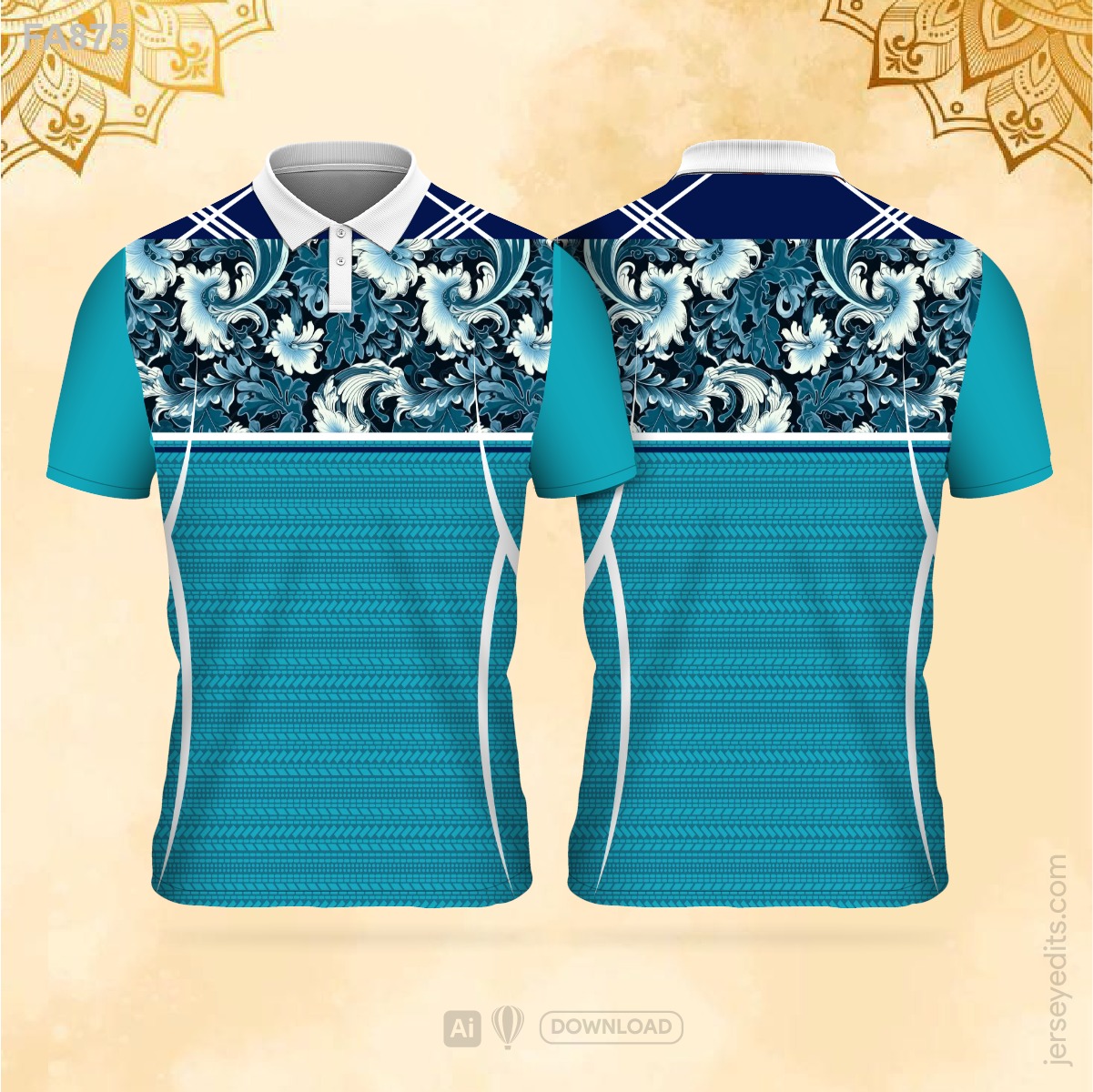 Teal and dark blue festival jersey design